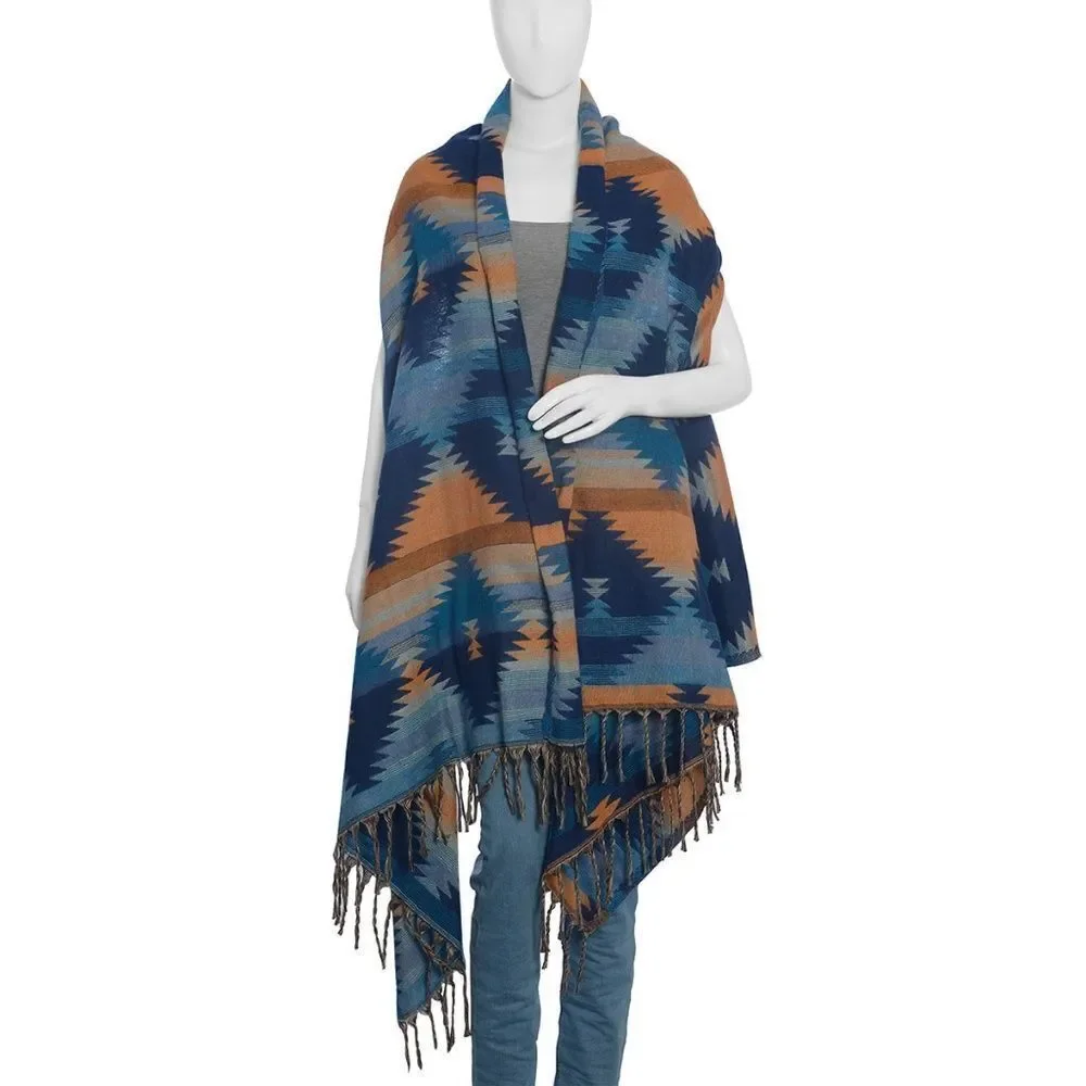 Kimono with Fringes Santa Fe Style Collar …